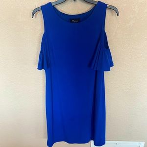 Blue Off the Shoulder Midi Dress